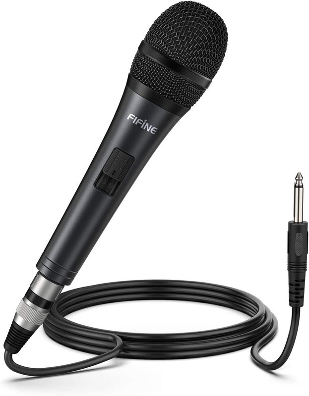 FIFINE K6 -Wired Handheld Karaoke Micr for Speaker with On/Off Switch & Detachable Cable