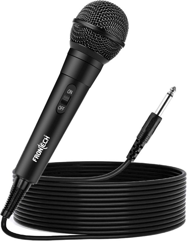 Frontech HF-0014 Dynamic Microphone with 3M Cable| 6.5mm Jack | On/Off Switch| Metal Net Microphone