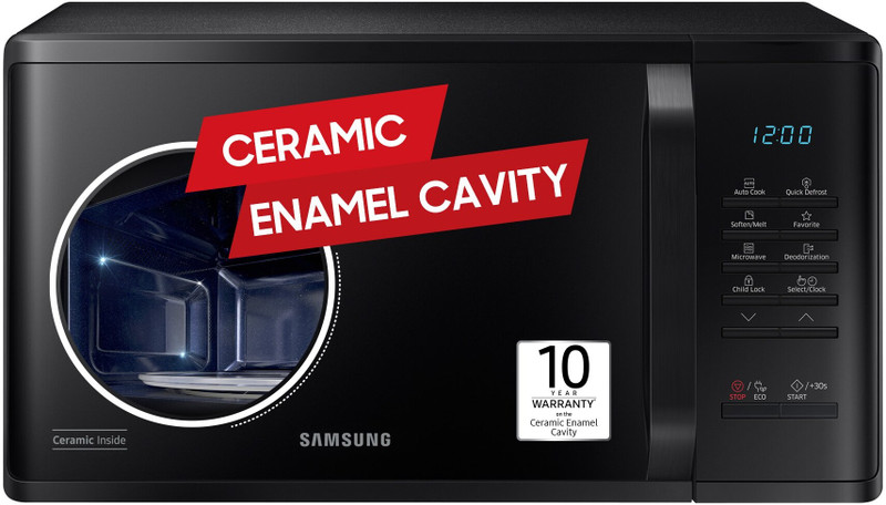 Samsung 23 L Auto Cook Programs, Child Safety Lock, Memory Feature, Deodorization Solo Microwave Oven(MS23A3513AK, BLACK)