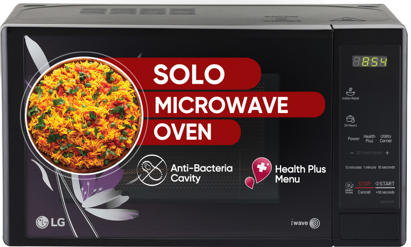 LG 20 L with i-wave Technology, Health plus, Indian cuisine Solo Microwave Oven(MS2043BP, Black)