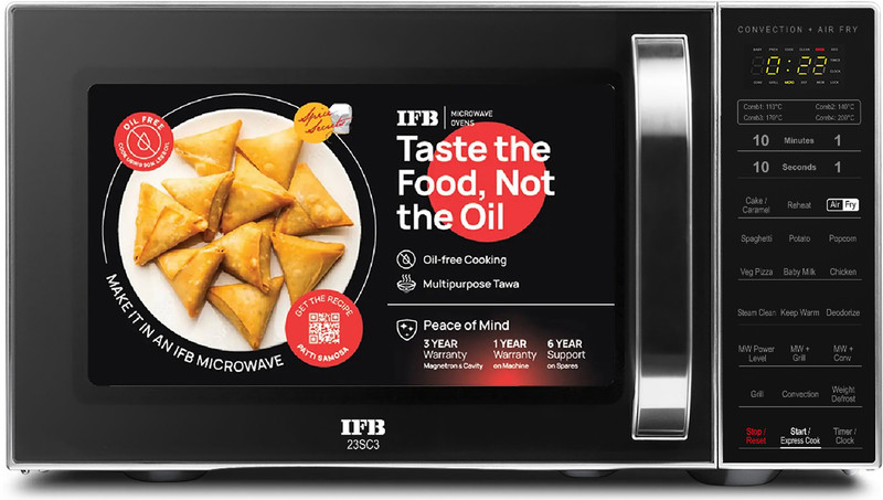 IFB 23 L Air Fry, 71 Standard Cook Menus, Steam Clean, Weight Defrost, Grill & Multi-Stage Cooking Convection Microwave Oven(23SC3, Silver)