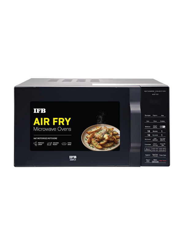IFB 30 L All in One Air Fry, Bake, Grill, Roast with 360 Motorized Rotisserie, Auto Defrost, 125 Auto Cook Menus, 10 Power Levels, Combi-Cook Mode, Air Fry, Convection Microwave Oven(30BRC4, Black)