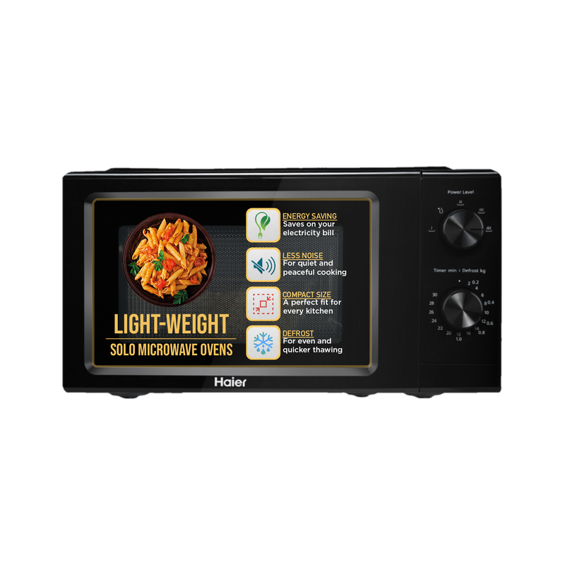 Haier 19 L Inverter Technology, Light Weight, Defrost, 5 Power Levels Solo Microwave Oven(HIL1901MBPB, Black)