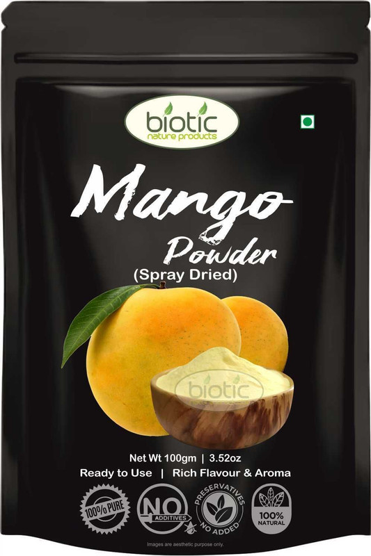 biotic Spray Dried Mango Fruit Powder for Drink Juice Milk Shake Custard - Mango Powder(100 g)