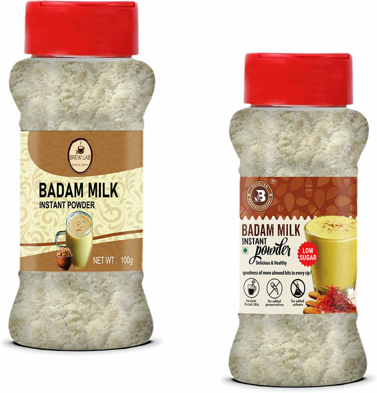 Brew Lab Combo Of Badam Milk Instant Powder And Low Sugar Badam Milk 100g X 2(2 x 100 g)