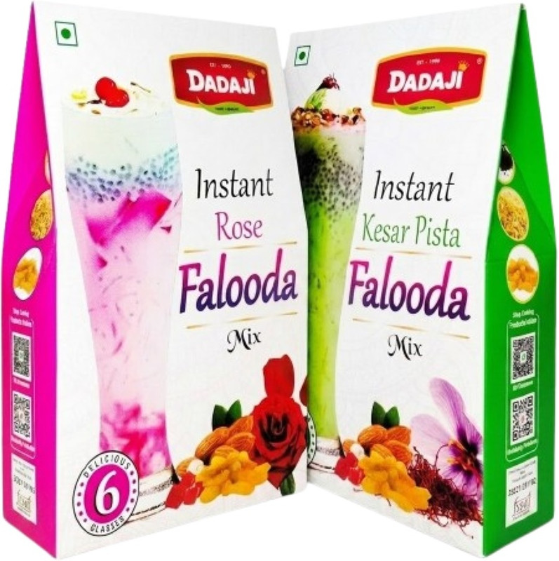 Dadaji Instant Mango & Rose Falooda Mix Combo Ready to Make Traditional Dessert Mix(2 x 200 g)