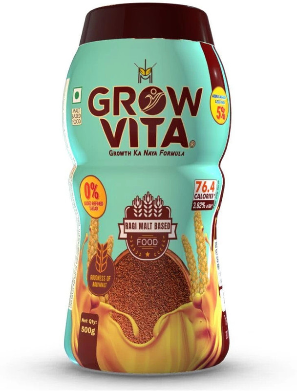 Grow Vita Growth ka Naya Formula Grow Vita- Growth ka naya formula, Ragi (Millet) Based Milk Food with JAGGERY(500 g)