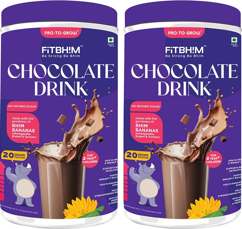 Pro-To-Grow Fitbhim Chocolate Drink with Bhim Banana,for kid's growth,Pack of 1(200 g)