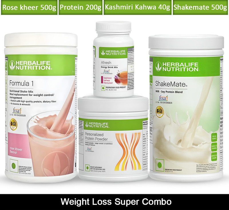 Herbalife Nutrition Weight Loss F1 Rose Kheer 500g, Protein 200g,Kashmiri Kahwa 40g, Shakemate 500g(4 x 312.5 g)