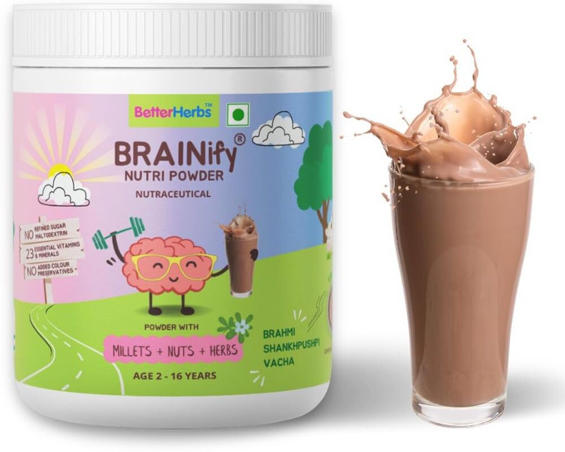 Trick Or Treat BRAINIFY Nutrition Drink Powder for Kids & Teens | 7 Herbs(350 g)