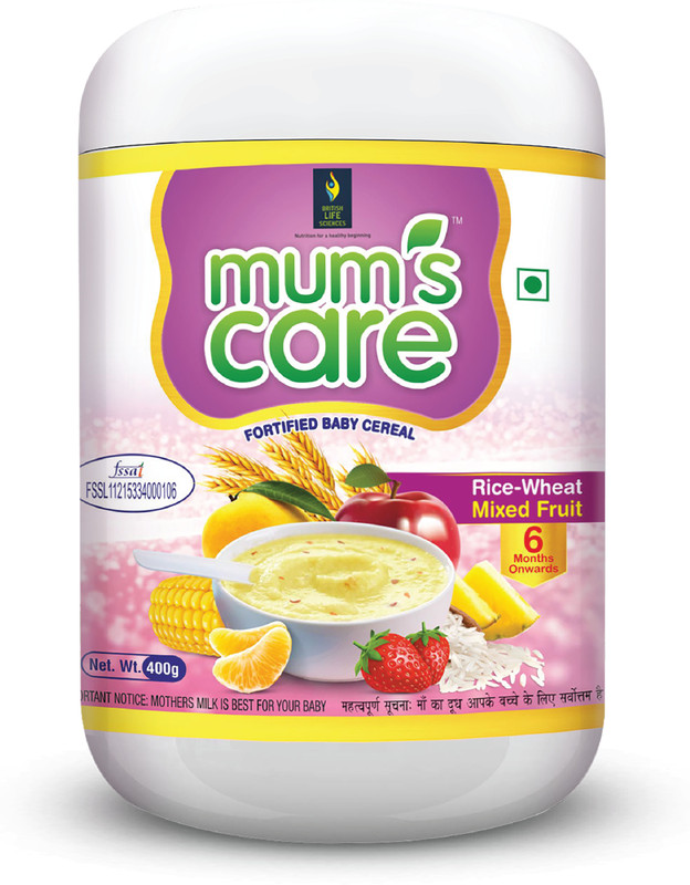 BRITISH LIFE SCIENCES PVT LTD Mums Care Organic baby cereal For 6months Source of Vitamin&Minerals Mixed Fruit(400 g)