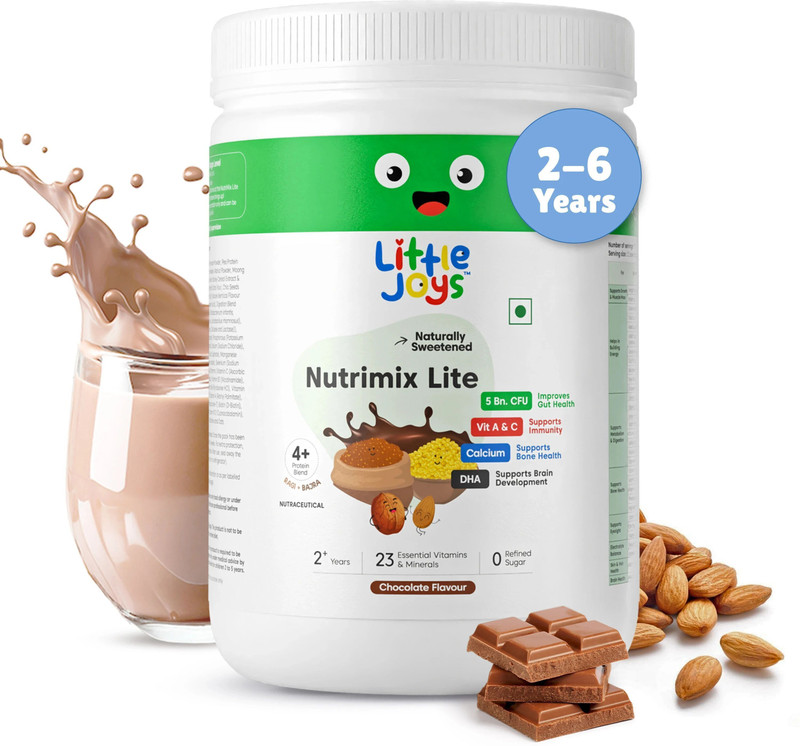 Little Joys Nutrimix Lite for Kids 2-6 year, Improves Gut Health, Chocolate Flavour(350 g)