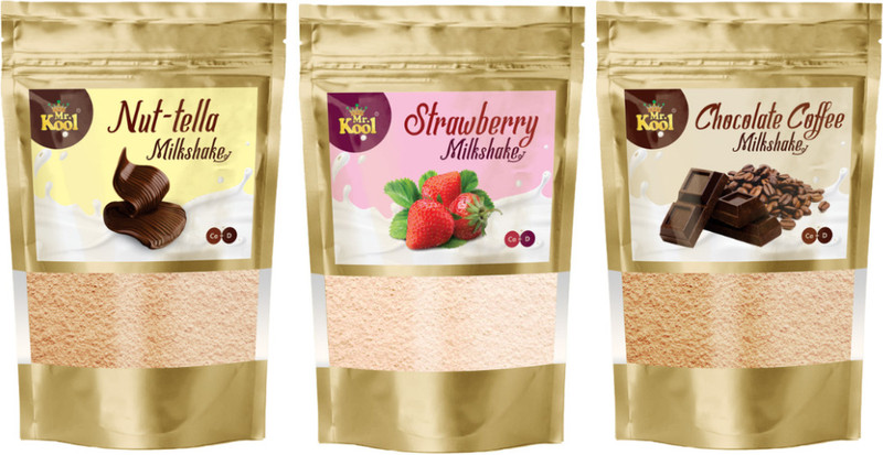 Mr.Kool Milkshake Powder Strawberry, Nut-Tella, Chocolate Coffee Flavor 100 Gm X 3(3 x 100 g)