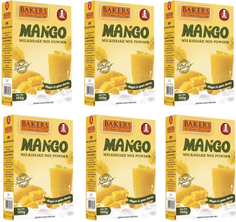 Bakers Milk Shake Mix |Mango Flavour | East to Prepare | Silky Smoothy | Instant Premix(6 x 100 g)