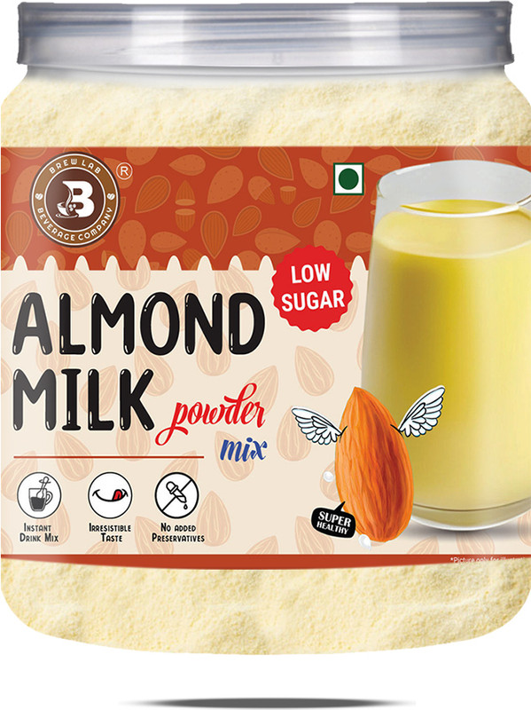 Brew Lab Almond Milk Powder Mix-Low Sugar | Super Healthy Instant Drink Mix |(250 g)
