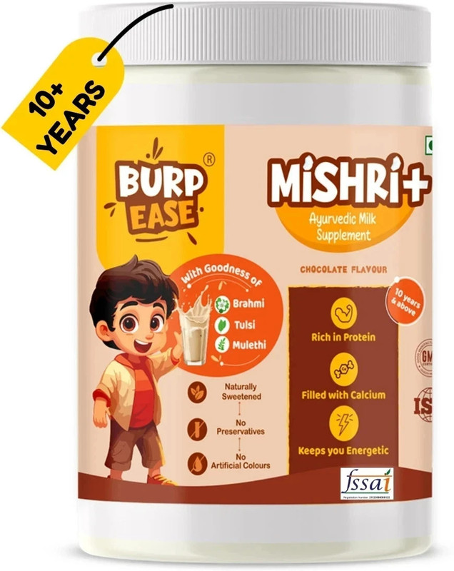 BURPEASE Mishri Chocolate Milk supplement for Kids Brain Booster & Bone Strength Drink(400 g)