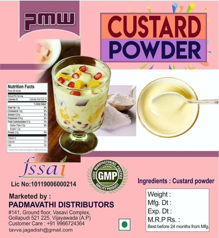 PMW Grade A Quality - Custard Powder - for Cakes Pies Cream - 500 Grams(500 g)