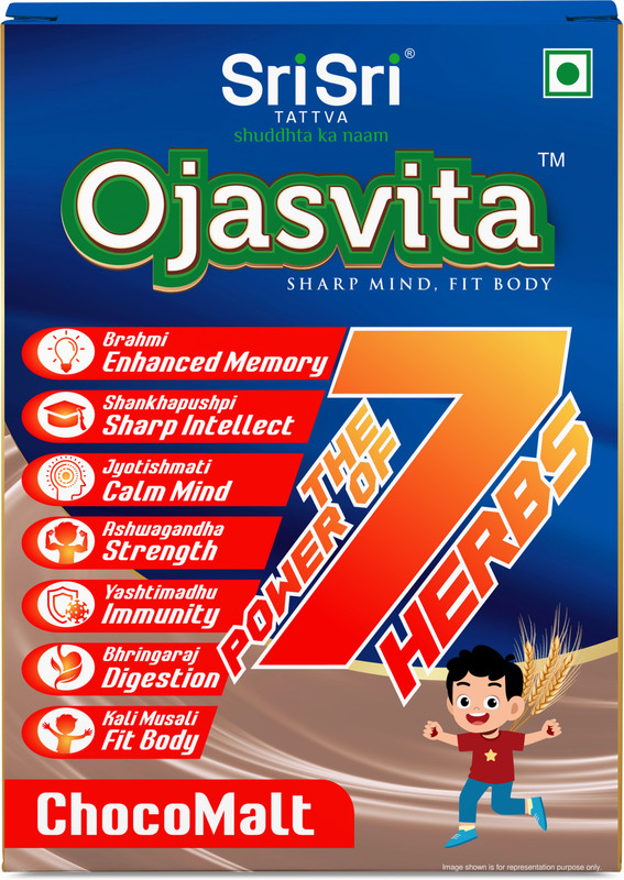 Sri Sri Tattva ChocoMalt Ojasvita | Milk Mix with 7 Herbs for Mind & Body | Tasty Health Drink(500 g)