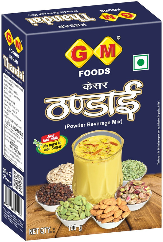 GM FOODS Premium Kesar Badam Thandai Powder , Indian Summer Drink Mix(100 g)