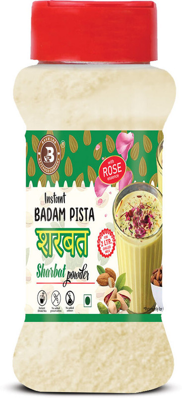 Brew Lab Instant Badam Pista Sharbat Powder With Rose Essence | Real Taste Of Sharbat |(100 g)