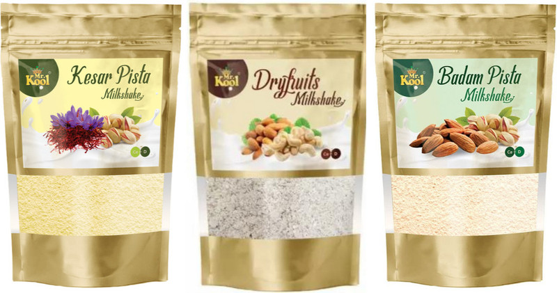 Mr.Kool Milkshake Powder Kesar Pista, Dry fruit, Badam Pista 100 Gm X 3 Pack(3 x 100 g)