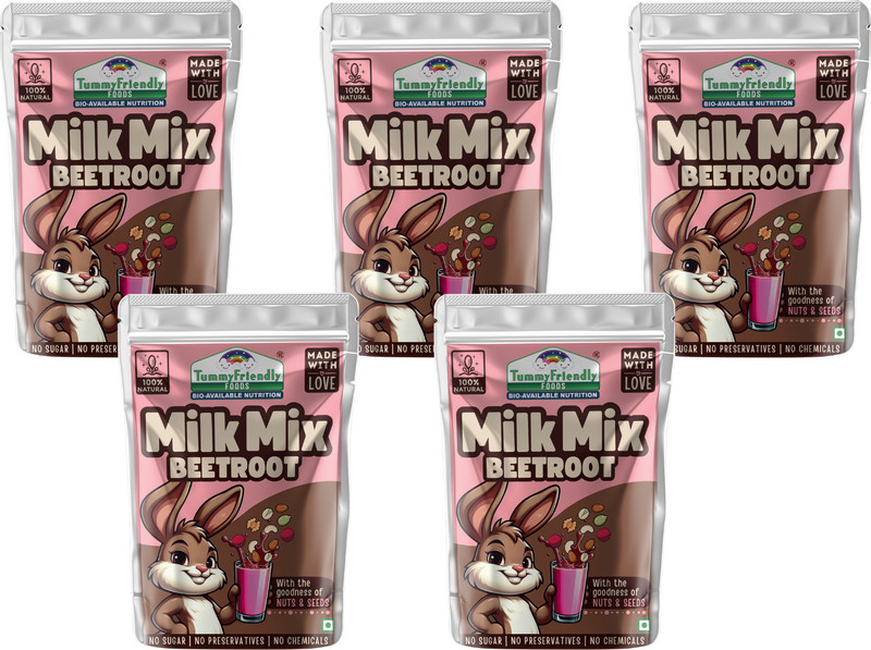 TummyFriendly Foods Tummy Friendly Beetroot Milk Mix for kids & Baby - 500g Pack, (100g each pack)(5 x 100 g)