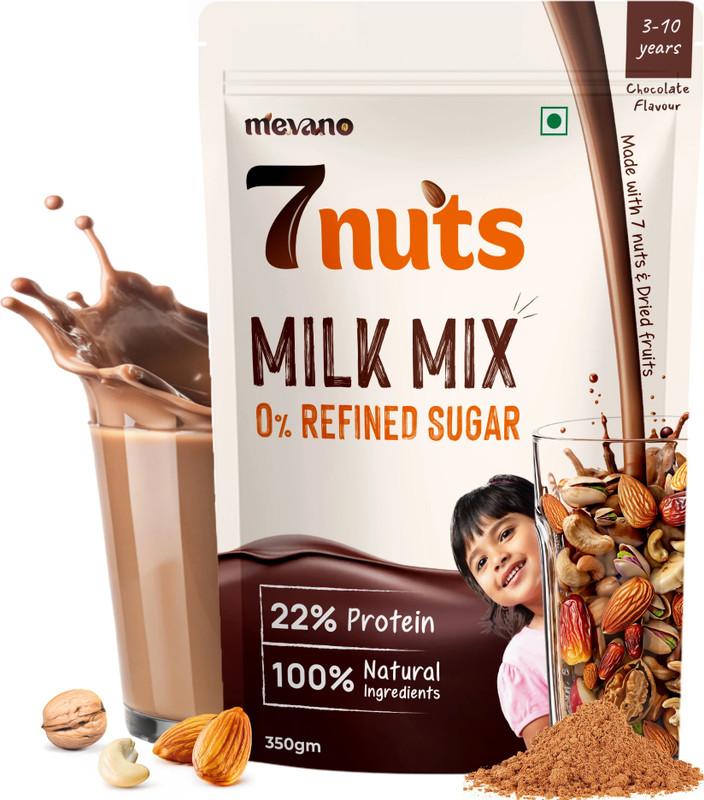Mevano Nutrition Drink Powder 3-10 Yrs (Chocolate) 30% Nuts PEDIA Approved, SUGAR FREE(350 g)