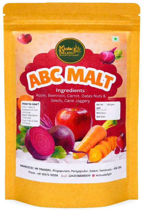 KichusDelight ABC Malt Health Drink Powder Boosts Immunity, Energy & Digestion(250 g)