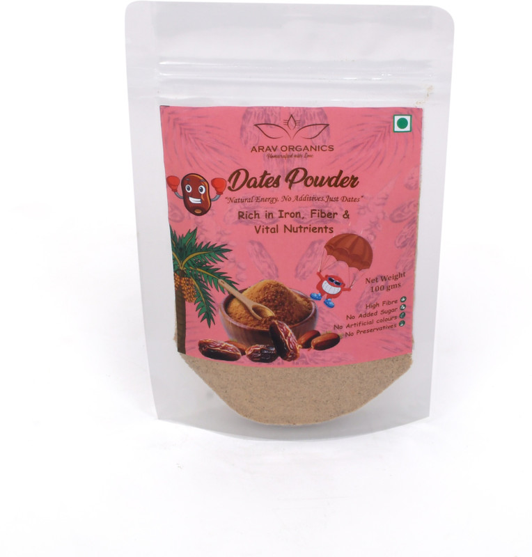 Arav Organics Premium Dates Powder|Healthy Energy & Natural Sweetener ,Gluten-Free(100 g)