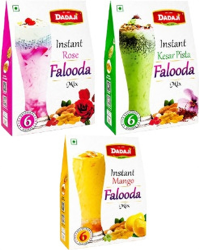 Dadaji Combo Instant Falooda Mix Pack of 3 (Rose, Mango, Kesar Pista) 200g(3 x 200 g)