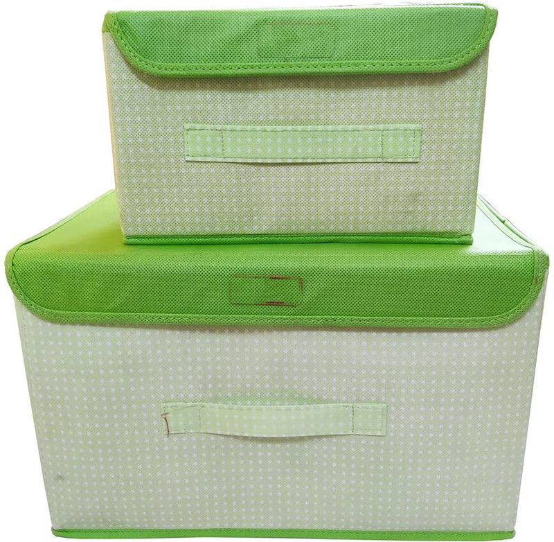 Dms Retail Foldable Non Woven Clothes Organisers Storage Boxes(Pack of 2, Green)