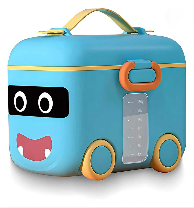 Bebsy Bus Design Milk Storage bus | Kids Leakproof Liquid Box with Handle & Wheels(Pack of 1, Blue)