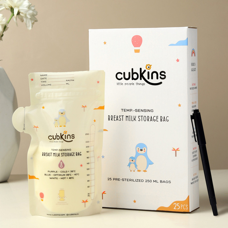 Cubkins Breast Milk Storage Bags BPA Free Disposable Milk Freezer Bag for Breast Feeding(Pack of 25, White Peach)