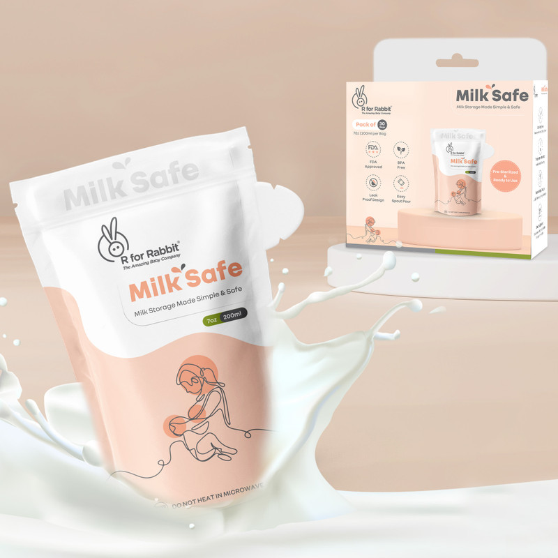 R for Rabbit by R for Rabbit Milk Safe Disposable Breast Milk Storage Bags 200ml for Baby Feeding |Leak Proof(Pack of 30, Peach White)