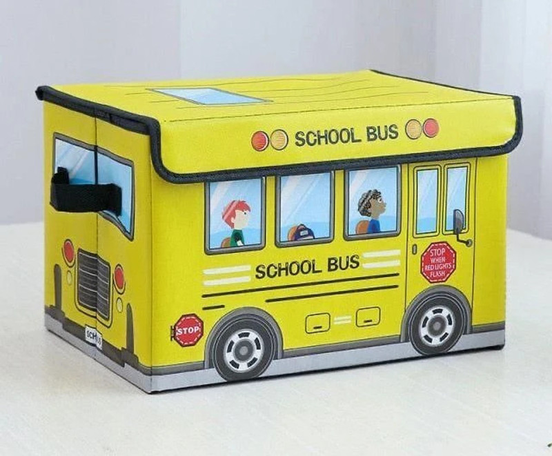BLENZZA DECO Kids School Bus/Sitting Stool/Storage Box/Playing Toy Storage Box(Pack of 1, Yellow)