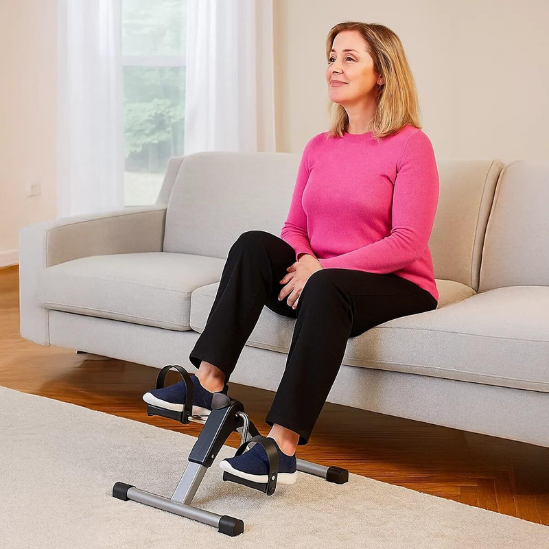 BOLPOK Mini Pedal Exercise Bike - Portable Home Office Under,LCD Display - Black Mini Pedal Exerciser Cycle
