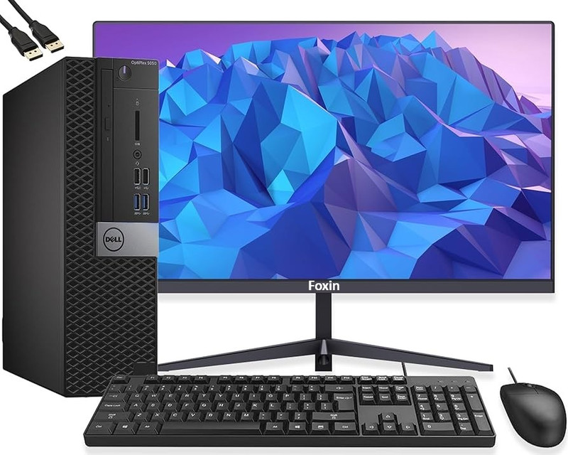 DELL Refurbished Desktop Set – OptiPlex 3040 SFF |MS Office 2019 - Windows 11 Pro, Comes with a 19.5-inch Foxin LED Monitor and a genuine Dell keyboard & mouse, Upgrade your workspace with UHD Graphics, 530 MB Graphics Card, 8 GB 8GB DDR4 RAM (2666MHz), 256 GB 256GB NVMe M.2 SSD, this Desktop ensure