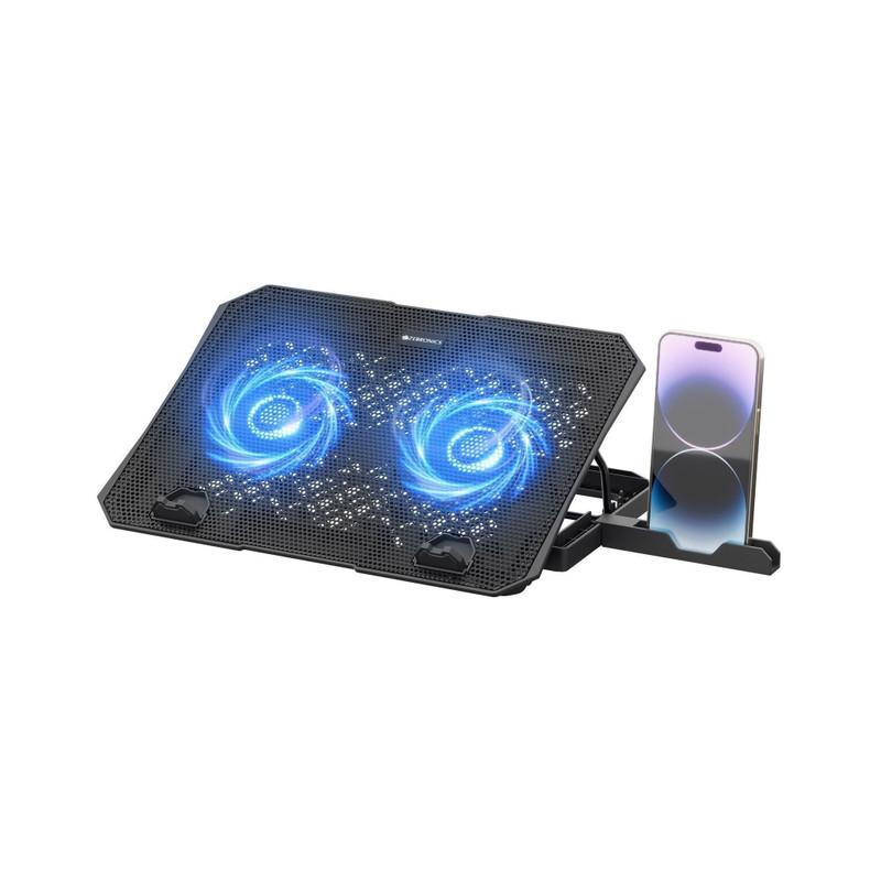 ZEBRONICS NC3500 with Blue LED, 2-Fan Ergonomic Cooling Pad, with Adjustable Height 2 Fan Ergonomic Cooling Pad with Adjustable Height(Black)