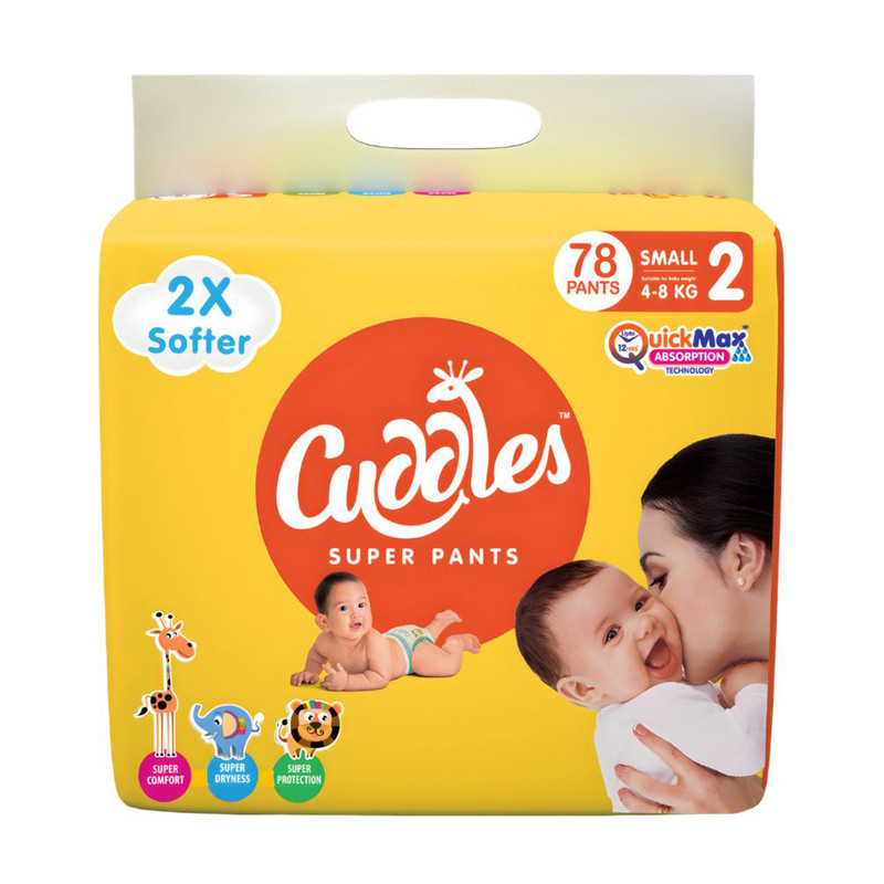 Cuddles - Super Pants 2X Softer Super Dry with Max Absorption Pant Diapers - S(78 Pieces)