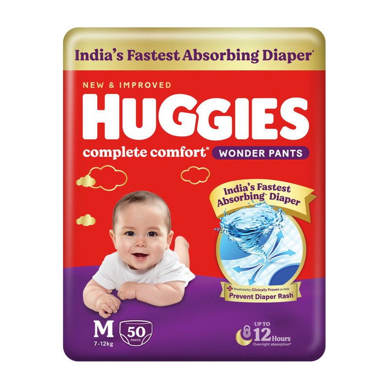 Huggies Complete Comfort Wonder Pant Diapers - M(50 Pieces)