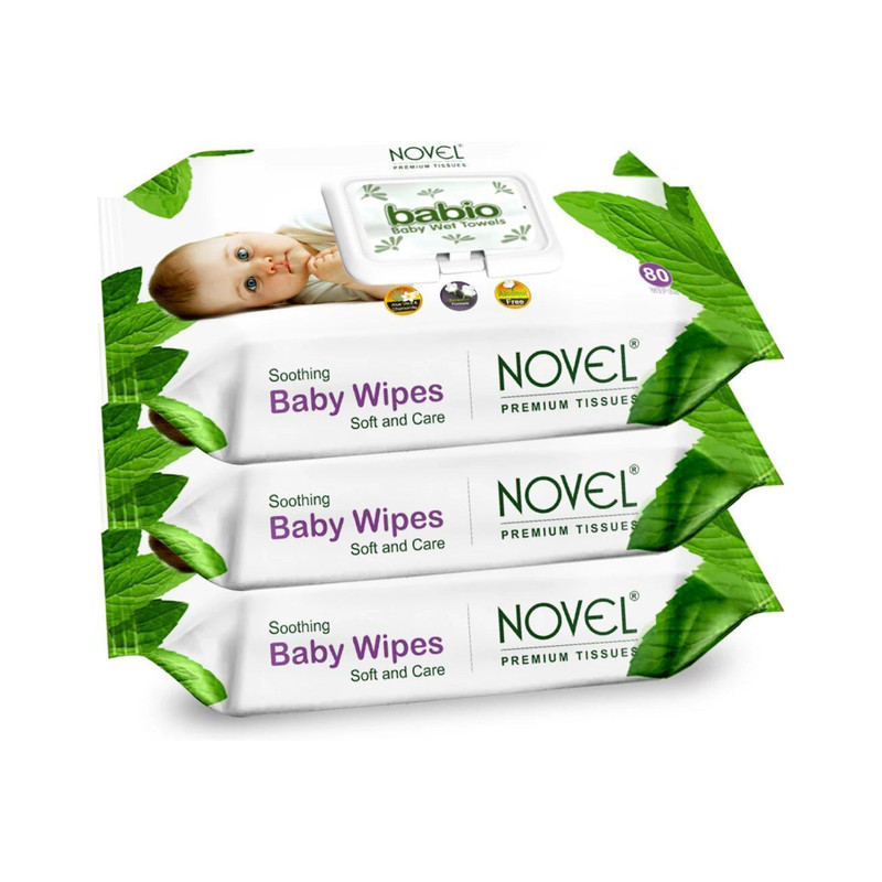 NOVEL Baby Wipes 80 Sheets pack of 3/with Lid(240 Wipes)