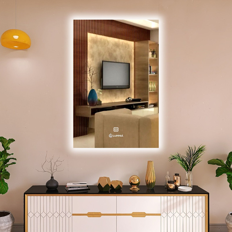 LUPPRA 12 x 18 Touch-Sensor LED Wall Mirror Bathroom Mirror(Rectangle Finish : Polished)