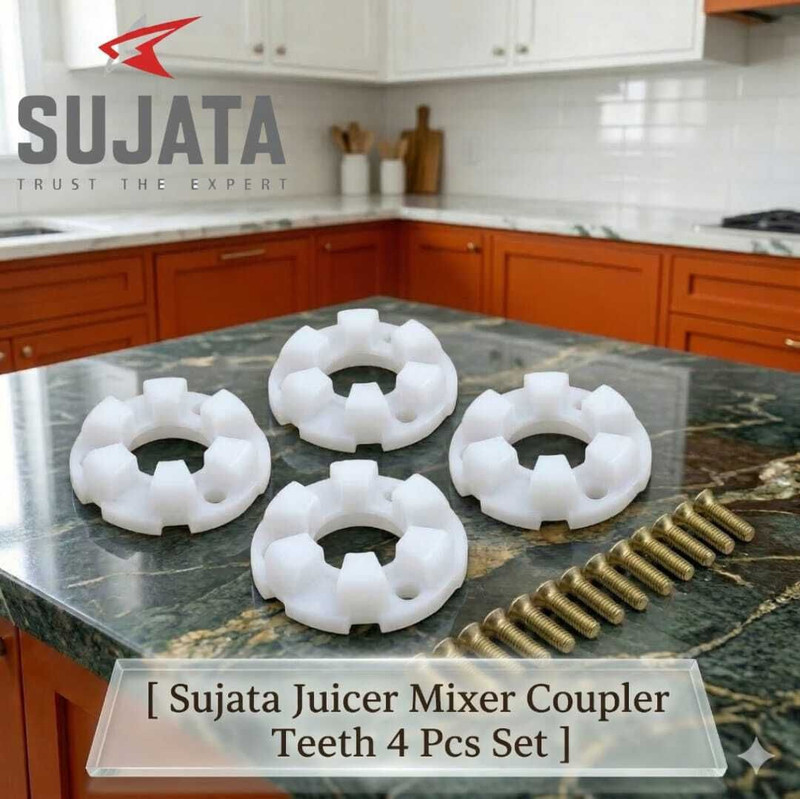 SUJATA Juicer Mixer Coupler Teeth (3 Screw Fit, 4 Pcs Set), with screws White Mixer Grinder Coupler