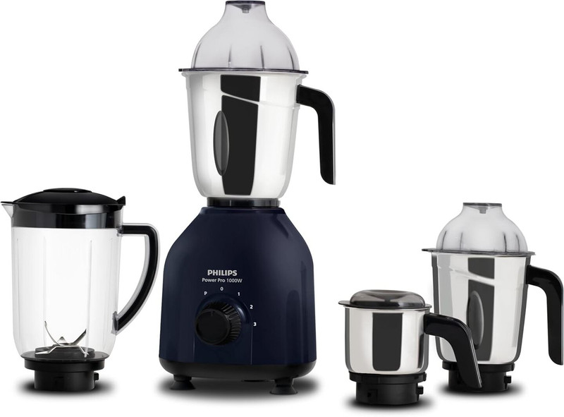 PHILIPS Hercules 1000 W Mixer Grinder(HL7714/01 | 4 Jars | Azre blue)