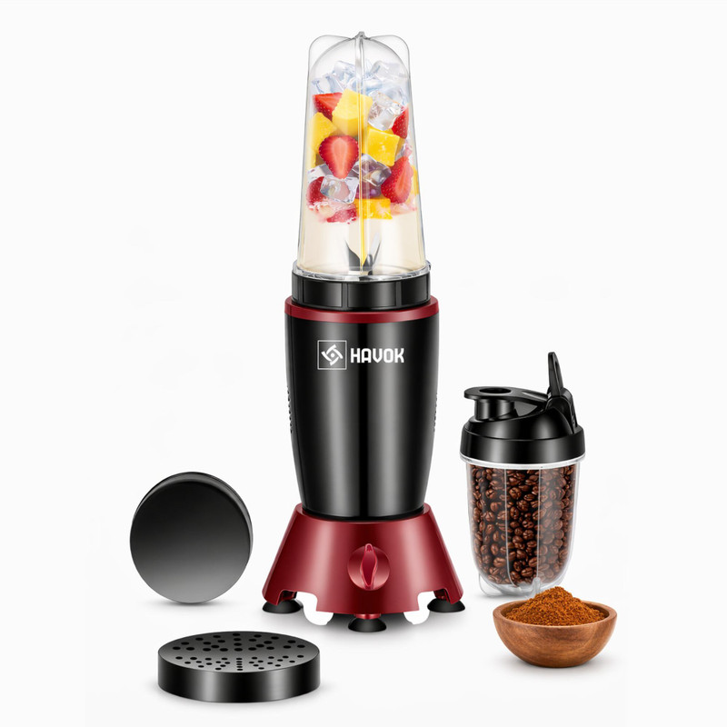 Havok Black Red 750 W Juicer Mixer Grinder(Nutri Core X2 with Shaker Lid Black_Red 2 Jars | 2 Jars | black red)