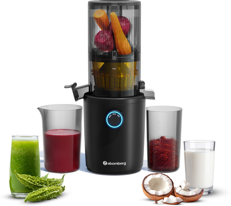 Atomberg Althea Cold Press|High Nutrition|Easy Assembly & Cleaning| 200 W Juicer(Intelli Rev|Advanced Safety Features | 2 Jars | Midnight Black)