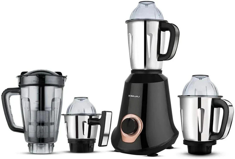 BAJAJ Military 1000 W Mixer Grinder(MILITARY SERIES Glamore 4 JAR 1000W JET BLACK (410626) | 4 Jars | Black)