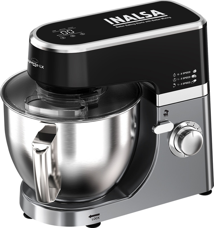 Inalsa Stand Mixer 1300 W Juicer Mixer Grinder(Esperto LX | 1 Jar | Black/Silver)