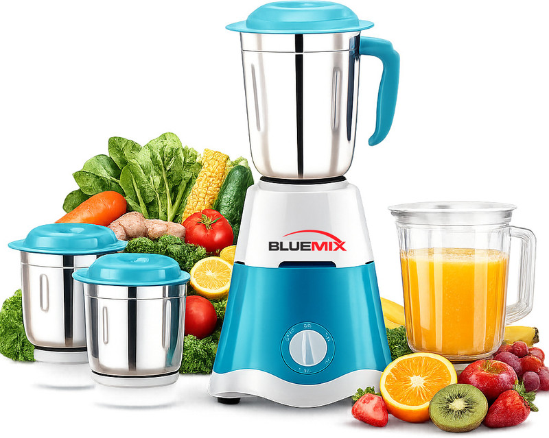 Bluemix Smart 750 W Juicer Mixer Grinder(Jar with High Performance Motor | 4 Jars | White, Green)