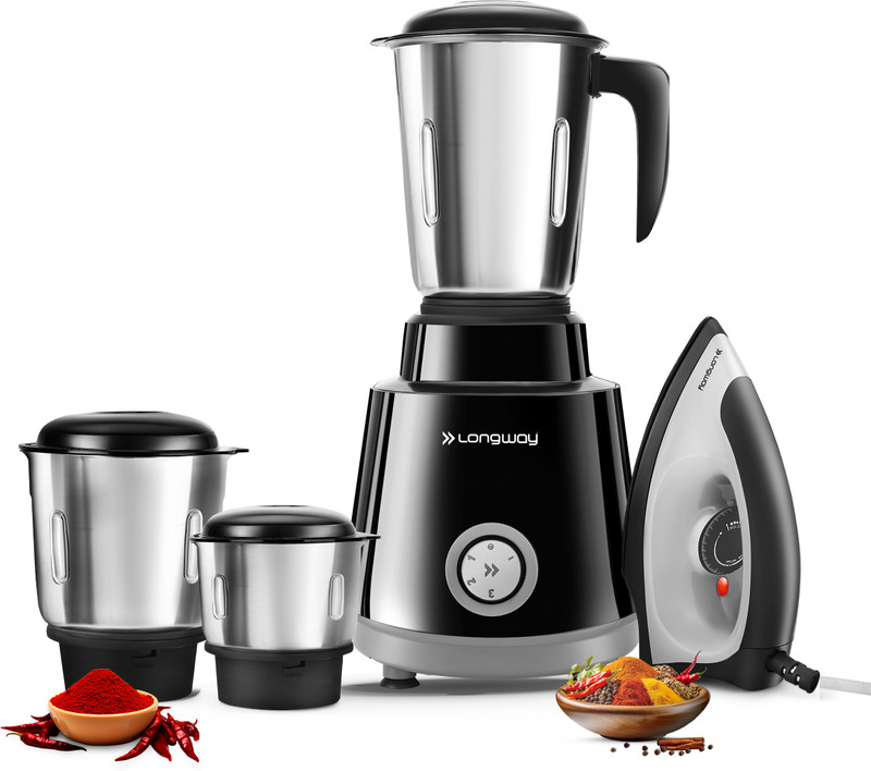 Longway Roto Max with Powerful Motor 700 W Juicer Mixer Grinder(Roto Max | 3 Jars | Black, Gray)